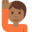 person raising hand, medium-dark skin tone